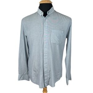John Varvatos Men's Blue White Striped Classic Business Career Button Down Shirt